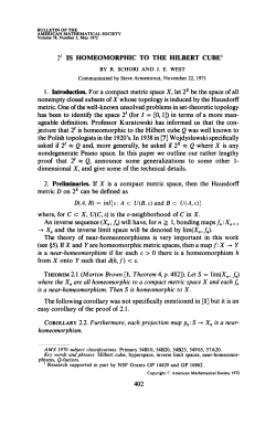 2` IS HOMEOMORPHIC TO THE HILBERT CUBE1 1. Introduction