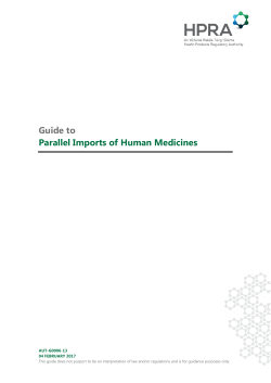 Guide to Parallel Imports of Human Medicines