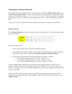 Numeration: Roman Numerals