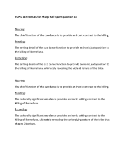 TOPIC SENTENCES for Things Fall Apart question 33 Nearing: The