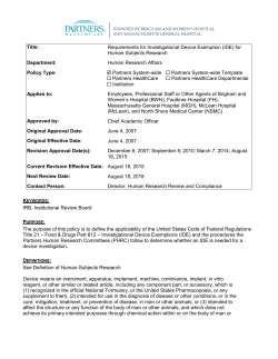 Title: Requirements for Investigational Device Exemption (IDE) for