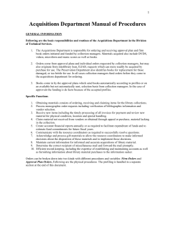 Acquisitions Department Manual of Procedures