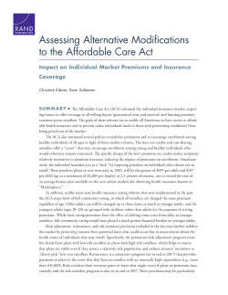 Assessing Alternative Modifications to the Affordable Care Act