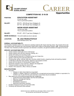 COMPETITION NO. S-16-39 EDUCATION ASSISTANT NOON