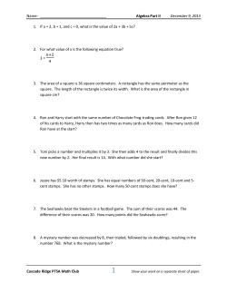 Algebra Part II December 9, 2013 Cascade Ridge PTSA Math Club