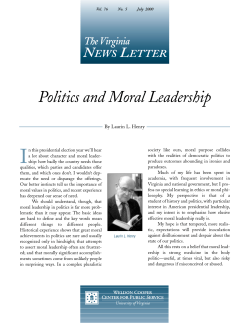 Politics and Moral Leadership - Weldon Cooper Center for Public