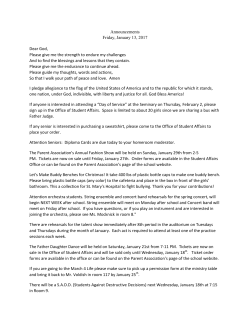 Announcements Friday, January 13, 2017 Dear God, Please give