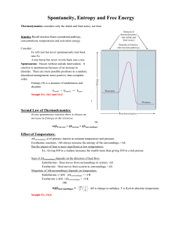 Spontaneity, Entropy and Free Energy