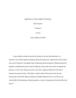 Applications of Linear Algebra in Chemistry. Dario
