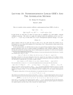 Lecture 10: Nonhomogeneous Linear ODE`s And The Annihilator