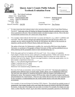 Queen Anne`s County Public Schools Textbook Evaluation Form