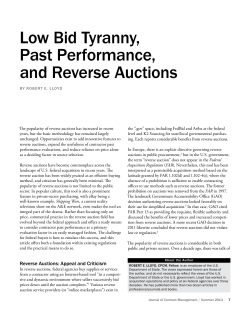 Low Bid Tyranny, Past Performance, and Reverse Auctions
