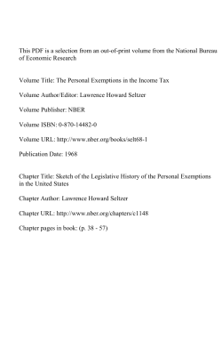 Sketch of the Legislative History of the Personal Exemptions
