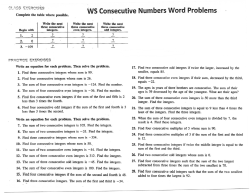 WS Consecutive Numbers Word Problems