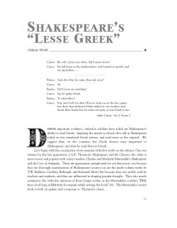 Shakespeare`s &ldquo;Lesse Greek&rdquo; - Shakespeare Oxford Fellowship