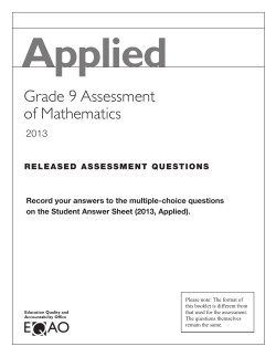 Grade 9 Asse​ssment Booklet