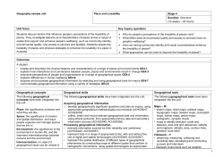 Geography sample unit Place and Liveability Stage 4