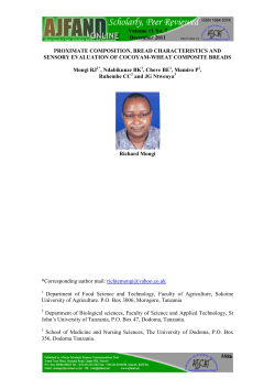 Proximate composition, bread