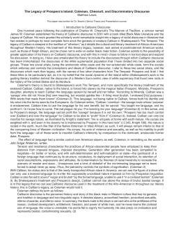 The Legacy of Prospero`s Island: Coleman, Chesnutt, and