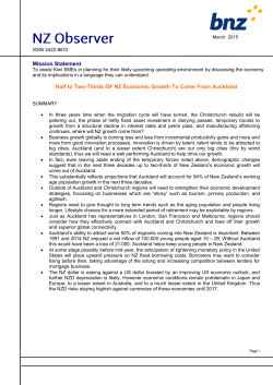 Mission Statement Half to Two-Thirds OF NZ Economic Growth To