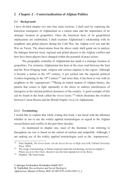 2 Chapter 2 – Contextualization of Afghan Politics