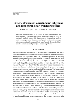 Generic elements in Zariski-dense subgroups and isospectral locally