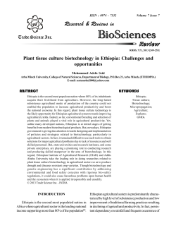 Plant tissue culture biotechnology in Ethiopia