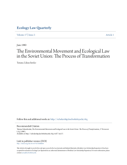 The Environmental Movement and Ecological Law in the Soviet Union