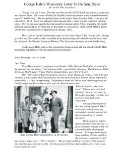George Hale`s Missionary Letter To His Son, Steve
