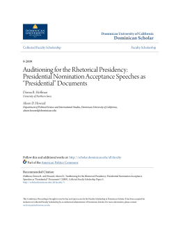 Auditioning for the Rhetorical Presidency: Presidential Nomination