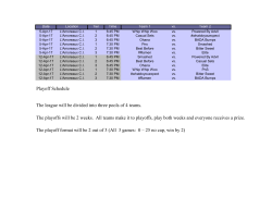 Playoff Schedule The league will be divided into three pools of 4