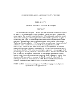 CONSUMER DURABLES AND MONEY SUPPLY SHOCKS By