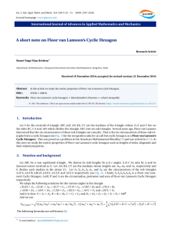 A short note on Floor van Lamoen`s Cyclic Hexagon