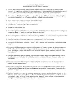 Questions for “Rip Van Winkle” Materials adapted from Mr. Gunnar`s