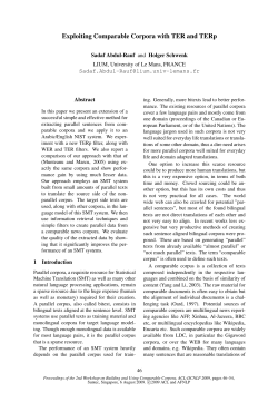 Exploiting Comparable Corpora with TER and TERp