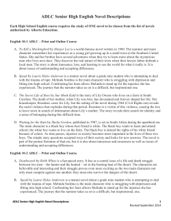 ADLC Senior High English Novel Descriptions