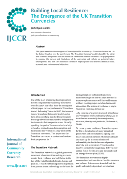 Building Local Resilience: The Emergence of the UK Transition