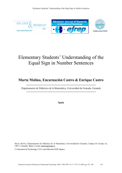 Elementary Students` Understanding of the Equal Sign in Number