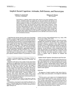 Implicit Social Cognition: Attitudes, Self