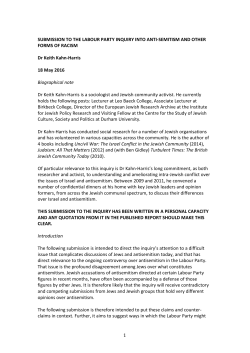 1 SUBMISSION TO THE LABOUR PARTY INQUIRY INTO ANTI
