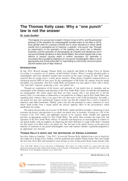 The Thomas Kelly case: Why a “one punch” law is