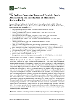 The Sodium Content of Processed Foods in South Africa during the