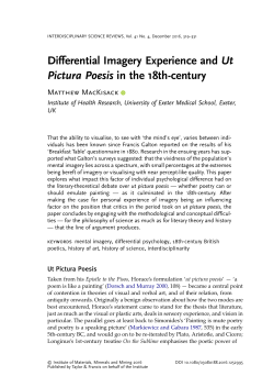 Differential Imagery Experience and Ut Pictura Poesis in the 18th