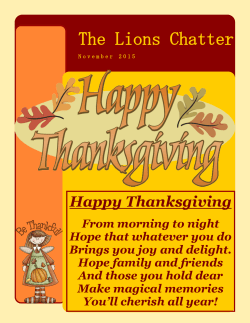 November 2015 Newsletter - The Lions Center for Rehabilitation