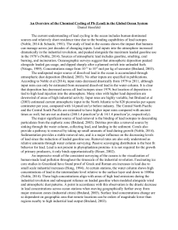 An Overview of the Chemical Cycling of Pb (Lead) in the Global
