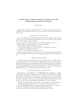 PRIME SIEVES, SOPHIE GERMAIN PRIMES AND THE DIFFIE
