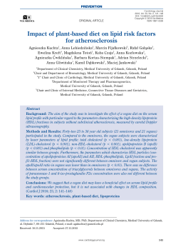 Impact of plant-based diet on lipid risk factors for atherosclerosis