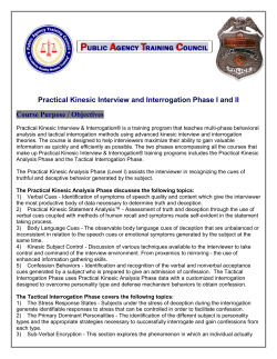 Practical Kinesic Interview and Interrogation
