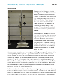 Chromatography &ndash; Extraction and purification of Chlorophyll