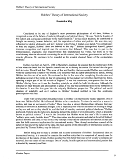 Hobbes` Theory of International Society